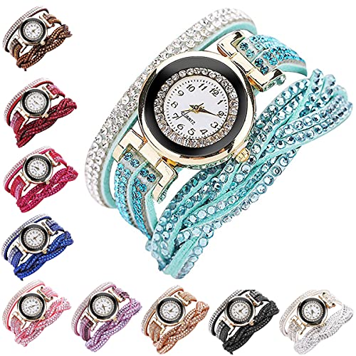 CdyBox 패션 Rhinestone Watch Twine Bracelet 여성 Luxury Quartz Wrist Watches 10 Pack