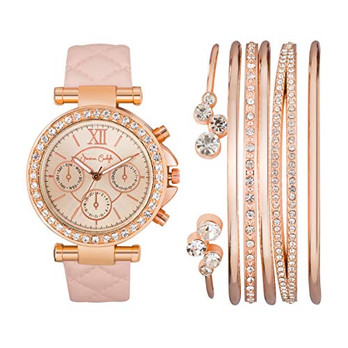 Jessica Carlyle 여성 Quartz Blush Pink Analog Watch Bangle 선물세트