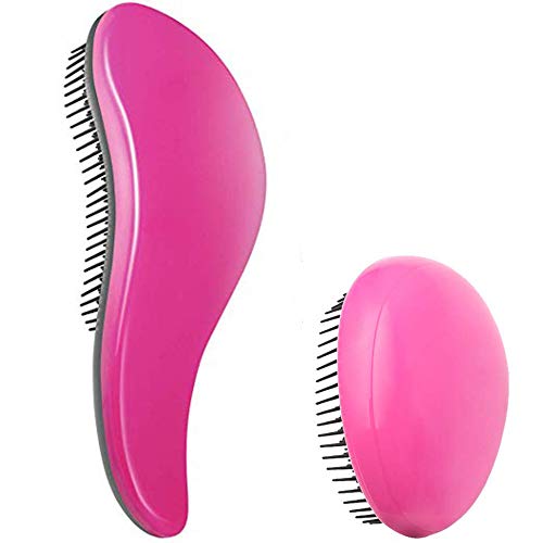 헤어브러쉬 2팩 Detangler Brush - Detangling 헤어 Curly Natural Straight Tangle Free 어린이 Men 여성 Wet Dry Comb Black