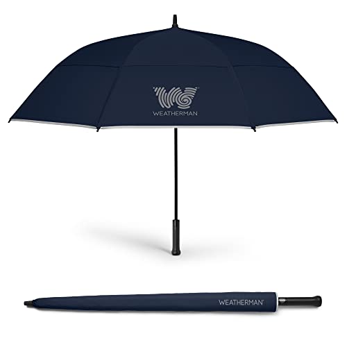 골프우산 Weatherman Umbrella - 골프 Made Teflon-Coated Fabric Withstands Winds Up 55 MPH Available 2 Sizes 5 Colors 68 inch Navy Blue