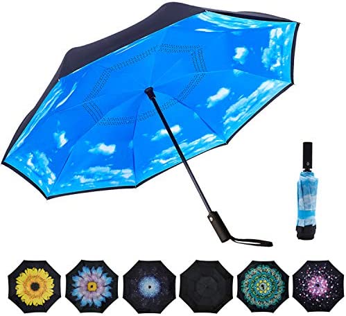 골프우산 VIWINVELA Inverted Automatic Umbrella Double Layer Windproof Reverse 폴딩 Car Travel Men Women