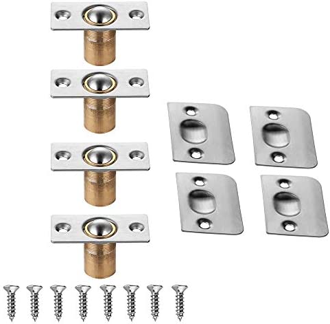 JQK Clo 세트 Door Ball Catch Hardware 스테인레스 스틸 조절되는 Strike 플레이트 Brushed Satin Finish 2팩 HBC100-P2