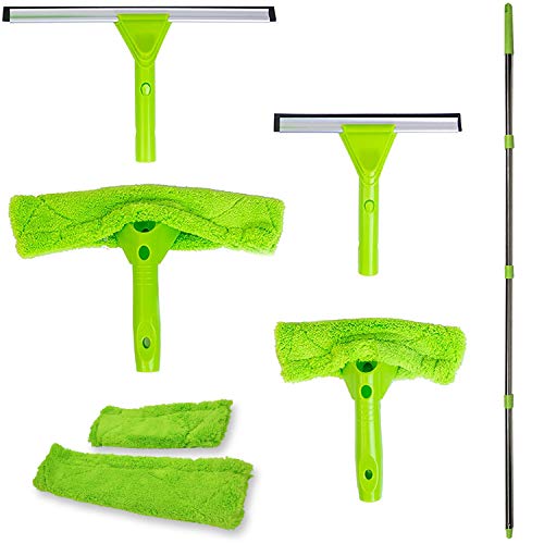 스펀지 Modern Domus Neverending Reach Squeegee Window Cleaner Kit Shower High Cleaning Tools Car Windshield Tool Doors - Indoor/Outdoor Washing Equipment Extension Pole 4 Washer Heads