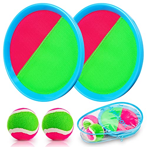 Toss Catch Ball Game Paddle 세트 2 Paddles Balls 1 Storage 가방 Perfect Outdoor 토이 선물 어린이 Upgraded Version