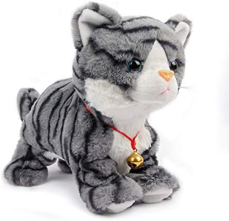 Smalody Plush Cat Walking Pet 사운드 컨트롤 Electronic Interactive 토이 Pets Robot Stand Walk Best 선물 소녀 Baby 어린이 White