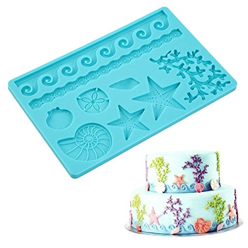 태엽장난감 Fashionclubs Silicone Seashell Sea Life Chocolate/Fondant/Candy Baking Mold Cake Decor