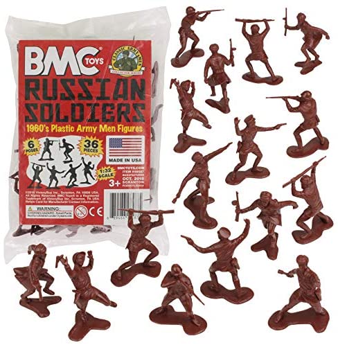 육군남자 BMC 클래식 Marx Russian Plastic 아미 Men - Red 36pc WW2 Soldier Figures US Made