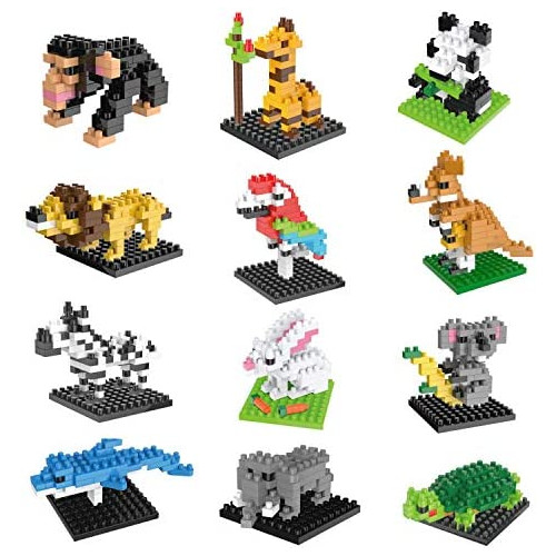 나노블록 FUN LITTLE 토이 Party Favors 어린이 미니 Animals Building Blocks Sets Goodie Bags Prizes 생일 선물 12 Boxes