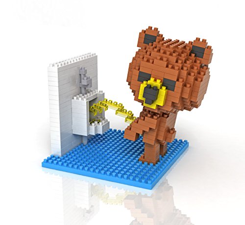 나노블록 Sanzo Super Cute Brown Bear - Toilet Nano 미니 Blocks DIY Educational 토이 성인 Kids