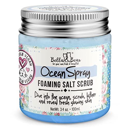 바디스크럽 Bella Bear Exfoliating Body Scrub - Ocean 스프레이 Foaming Salt Exfoliator Wash Skin Softener 3 1 Vegan Friendly 7.7oz
