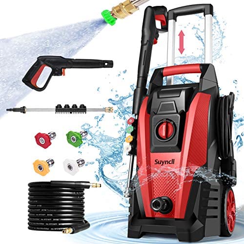 Suyncll Pressure Washer, 2.3GPM Electric Power Washer,1800W High Pressure Washer, Professional Washer Cleaner, with 4 Nozzles, Soap Bottle and Hose Reel, Best for Cleaning Cars,Driveways,Patios