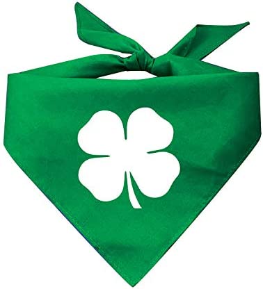Shamrock / 4 Leaf Clover (White) St. Patricks Day Dog Bandana (Assorted Colors)