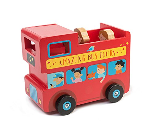 태엽장난감 Tender Leaf 토이 - Wooden London Bus Piggy Bank Passengers Made Premium Materials Craftsmanship Developmental Toddlers 어린이 3+