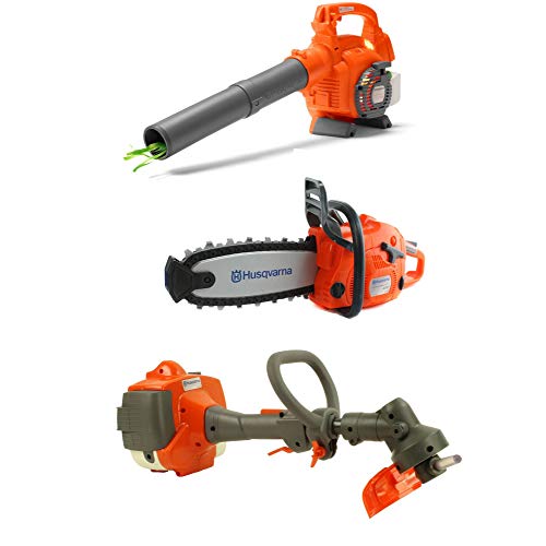 태엽장난감 Husqvarna 어린이 토이 Battery Operated Leaf Blower + Lawn Trimmer Line Chainsaw