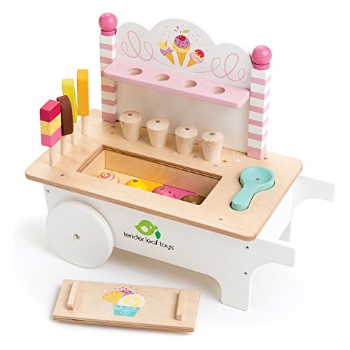 15 Pc Ice Cream Cart - Includes Cones Popsicles Scooper Made Premium Materials Craftsmanship Encourage Role Play Develops Social Skills 어린이 3+