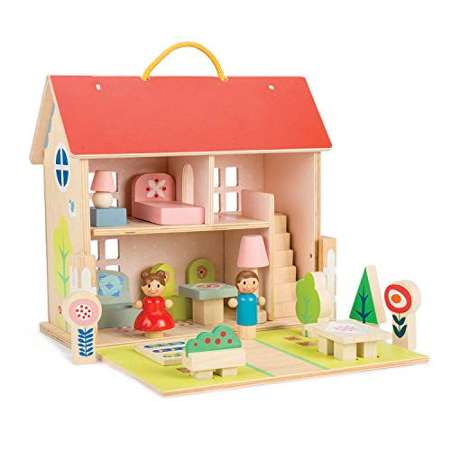Tender Leaf 토이 19 Pc Wooden &ldquoCarried Away Dollhouse&rdquo- Fold Up Portable Imaginative Young 어린이 - Encourage Creative Play 3+