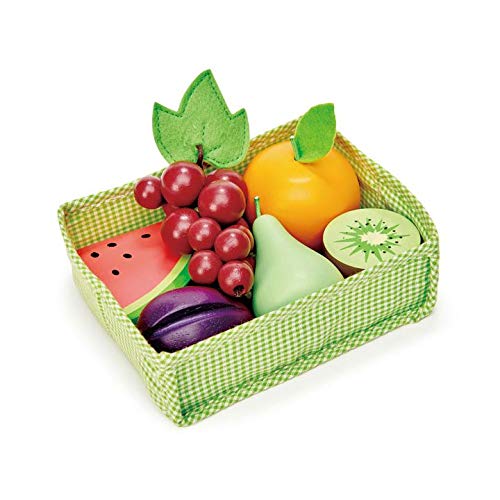 Tender Leaf 토이 - Wooden Play Food Crate Pretend Supermarket Shopping Game 악세사리 Educational Learning 어린이 3+ Fruity