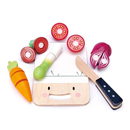 Tender Leaf 토이 - 미니 Chef Chopping Board Pretend Food Play Cutting Various Velcroed Vegetables Knife Encourage Role Develops Social Skills 어린이 3+