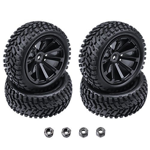 RC카 타이어 Hobbypark 4팩 OD 2.99 inch 76mm Rubber RC Car Tires & Wheel Rims Foam Inserts 12mm Hex Hub