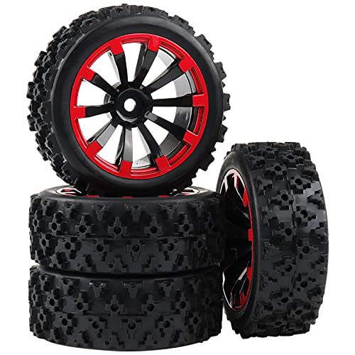 RC카 타이어 Rowiz 4 x Off-Road Wheels 12MM Hex Tires Crossing Tyre RC 110 Cars Black