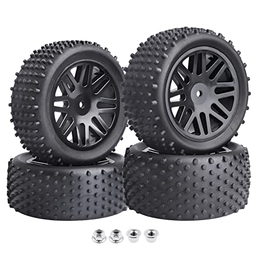 RC카 타이어 Hobbypark 4팩 1/10 Scale Off Road Buggy Tires & Wheel Rims 세트 Front Rear 12mm Hex Hubs Foam Inserts RC Hobby Car