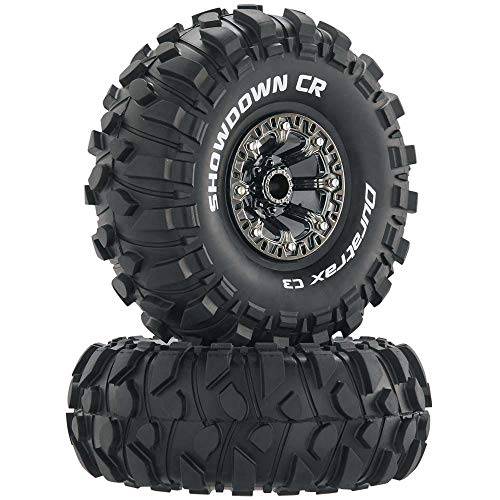 RC카 타이어 Duratrax Showdown 2.2 Inch RC Rock Crawler Tires Foam Inserts C3 Super 소프트 Compound High Traction Mounted on 매트 Chrome Wheels 세트 2