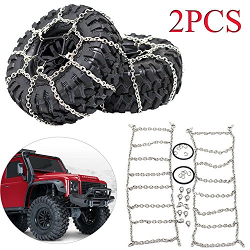 RC카 타이어 2Pcs 메탈 Snow Anti-Slip Tires Steel Chain 1/10 RC Rock Crawler Traxxas TRX-4 TRX4 Axial SCX10 90046