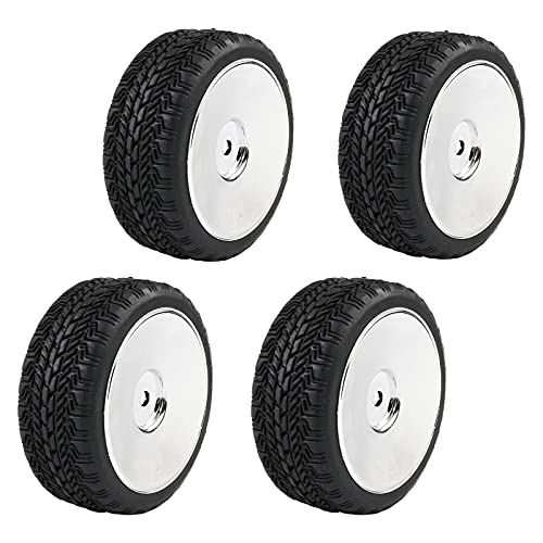 RC카 타이어 Rowiz 4PCS 12mm Hub 실버 Rim & Tires 1/10 Off-Road RC Car Buggy Disc Wheel Tyre w/ Foam Inserts