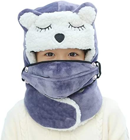 Kids Girl 소프트 Plush Faux Fur Hat Scarf Mitten Combo Neckwarmer Hood Gift