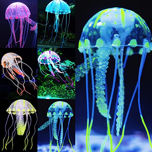 수족관 피규어 모형 Uniclife 6 Pcs Glowing Jellyfish Ornament Decoration Aquarium Fish Tank