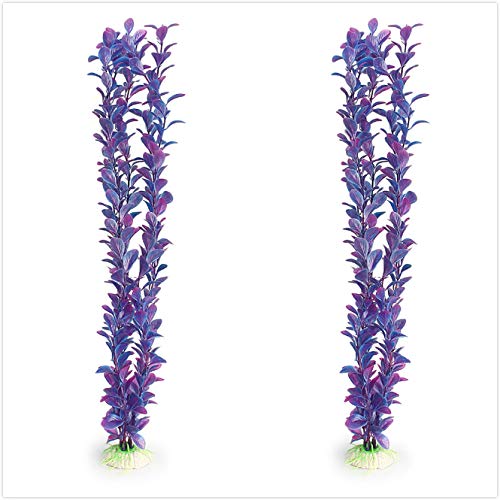 인조 인공 수초 Mallofusa Artificial Aquarium Plants Decoration Plastic Water Ornament Fish Tank Decor 16Inch Purple 2PCS