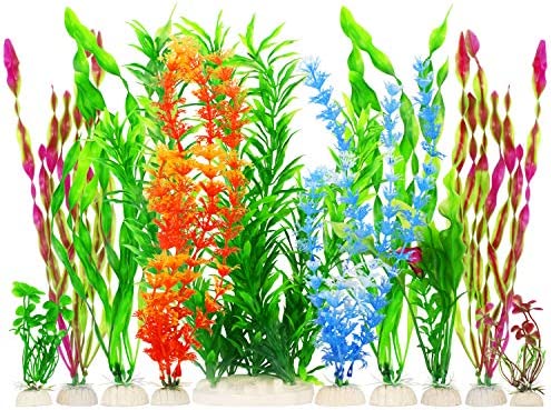 인조 인공 수초 MyLifeUNIT Artificial Fish Tank Plants Plastic Aquariums Decorations 세트 10