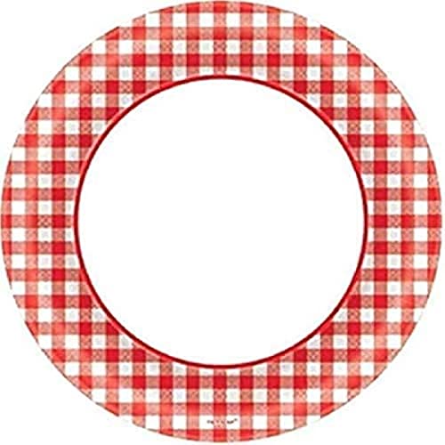 일회용 파티 라운드 접시 40개입 Disposable 클래식 Picnic Red Gingham Border Round Plates Party Tableware Paper 6