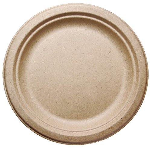 7 Round Disposable Plates - Natural Sugarcane Bagasse Bamboo Fibers Sturdy Seven Inch Compostable Eco Friendly Environmental Paper 플레이트 Alternative 100% by-product Tree Plastic Free