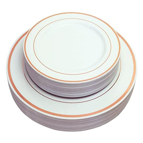 일회용 접시 & 포크 세트 100명분 200팩 100 Rose 골드 7.35 Small Plastic Plates Forks Set