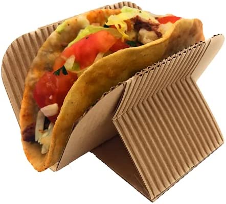[200 COUNT] HARVEST PACK Disposable Kraft Taco Holder Stand, Serving Rack for Hot Dogs Waffle Sandwiches Shawarmas Gyros Pita Wraps