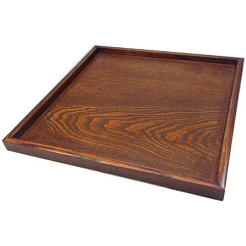 Super KD Wooden Serving Tray Decorative Square Ottoman Tray Serve for Food Coffee or Tea (30cmX30cmX2cm, Black)