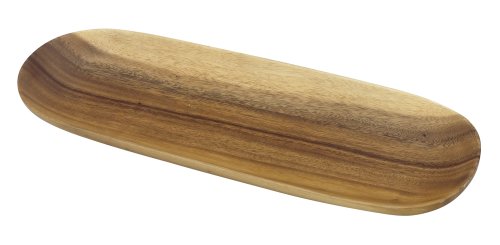 Pacific Merchants Acaciaware 16.5- by 5.5-Inch Acacia Wood Oval Baguette Serving Tray