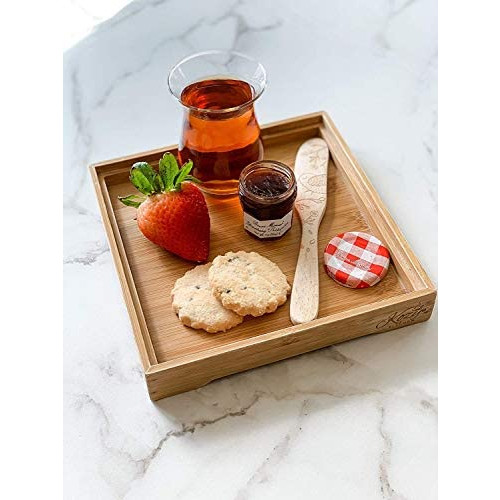 Bamboo Tea Serving Tray 100% Natural Bamboo Tea Tray By Kozy Kitchen Natural Bamboo- 1 Piece