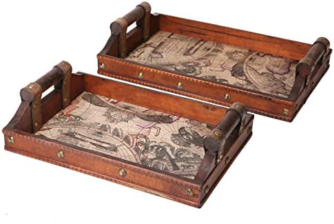 SLPR Wooden Serving Tray Decorative Table Perfume Living Dining Room Kitchen Serving Tray with Handles
