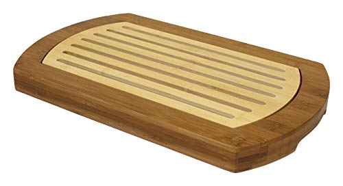 Simply Bamboo BICT Multi-Purpose Two-Tone Bamboo Bread Crumb Cutting Board/Serving Tray for Kitchen - 16 x 10 x 1.25