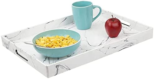 HDS Serving Tray Trading 18 x 13 Coffee Tray Faux Marble, White