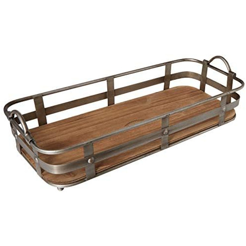 Circleware 02976 Cooperstown Craftsman Rectangle Serving Tray Handles Home Kitchen Multi-Purpose Serveware Coffee Table Dinner Breakfast Food Farmhouse Decor 19