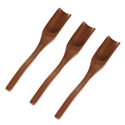 UTENEW 3 Pieces Wooden Loose Tea Scoops Natural Bamboo 우드 Spoons Scooping Coffee 파우더 Spices Condiments Long Handle 7"