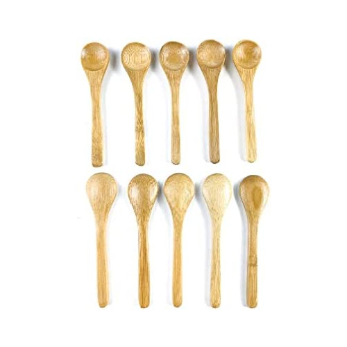 JapanBargain 3700 Matcha Scoop Small Bamboo Tea Spice Salt Sugar Spoons 4 inch,팩 10