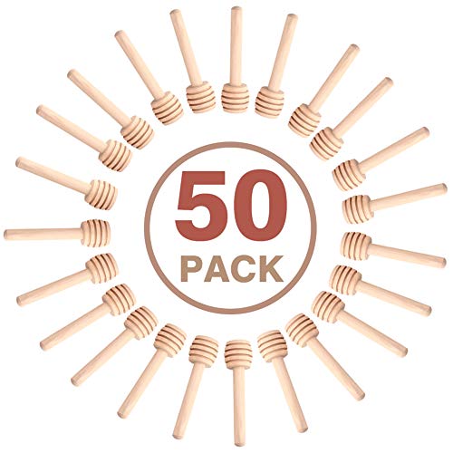 Mavis Laven Honeycomb Stick 50PCS 3 Inch Mini Wood Honey Dipper Sticks Honey Stirrer Honey Wand for Honey Jar Dispense Drizzle Honey Wedding Party Favors