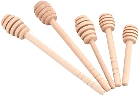 50Pcs/set Portable Mini Honey Dipper Wooden Muddler Honey Stick for Honey Jam Jar Dispense Mini Individually Wrapped Wedding Party Favors 10cm / 3.9inch