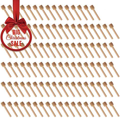 Honey DipperWoaiwo-q 3 Inch Small Mini Wooden Honey Sticks Wedding Party Favors Individually WrappedServer for Honey Jar Dispense Drizzle Honey100Pack