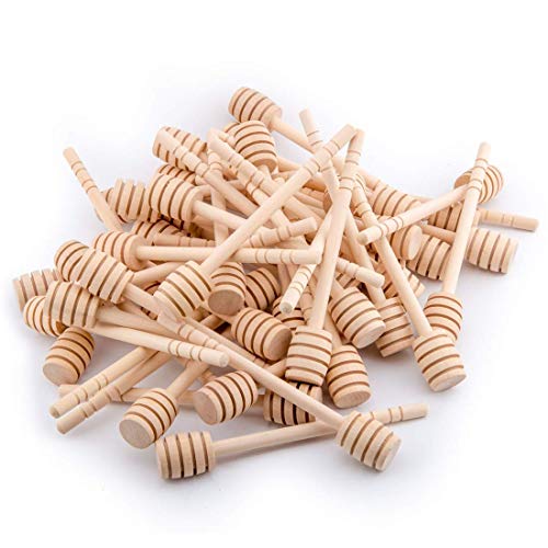 100-Pack 6 Inch Portable Wooden Jam Honey Dipper Honey Sticks for Honey Jar Dispense Drizzle Honey