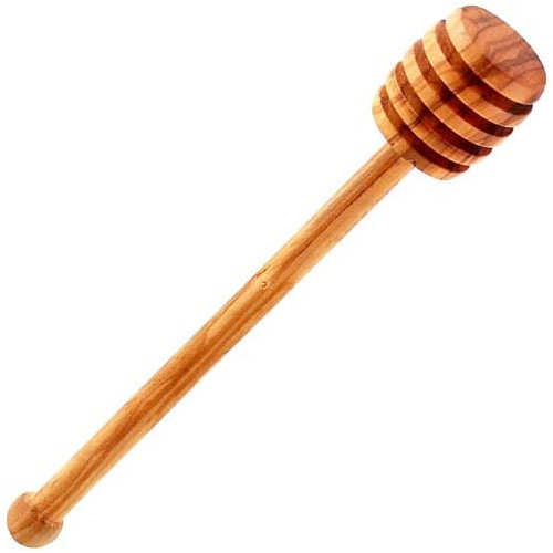 HIC Honey and Syrup Dipper Stick Server Fine Italian Olive Wood 6.5-Inches